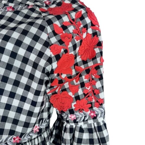 Anthroplogie Pankaj & Nidhi Gingham Swing Tunic Checkered Peplum Top Size S - Picture 8 of 11